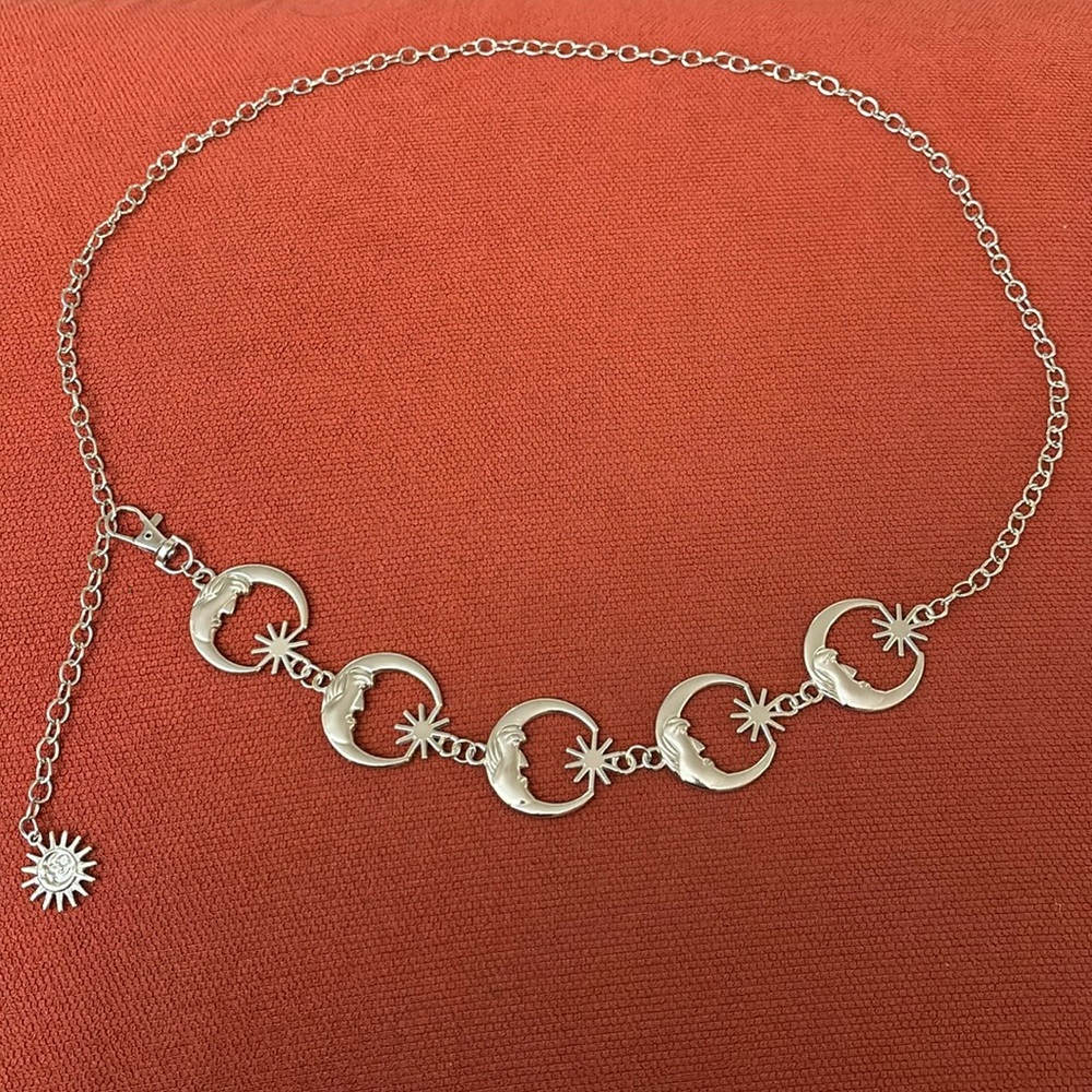 Moon & Sun silver waist chain